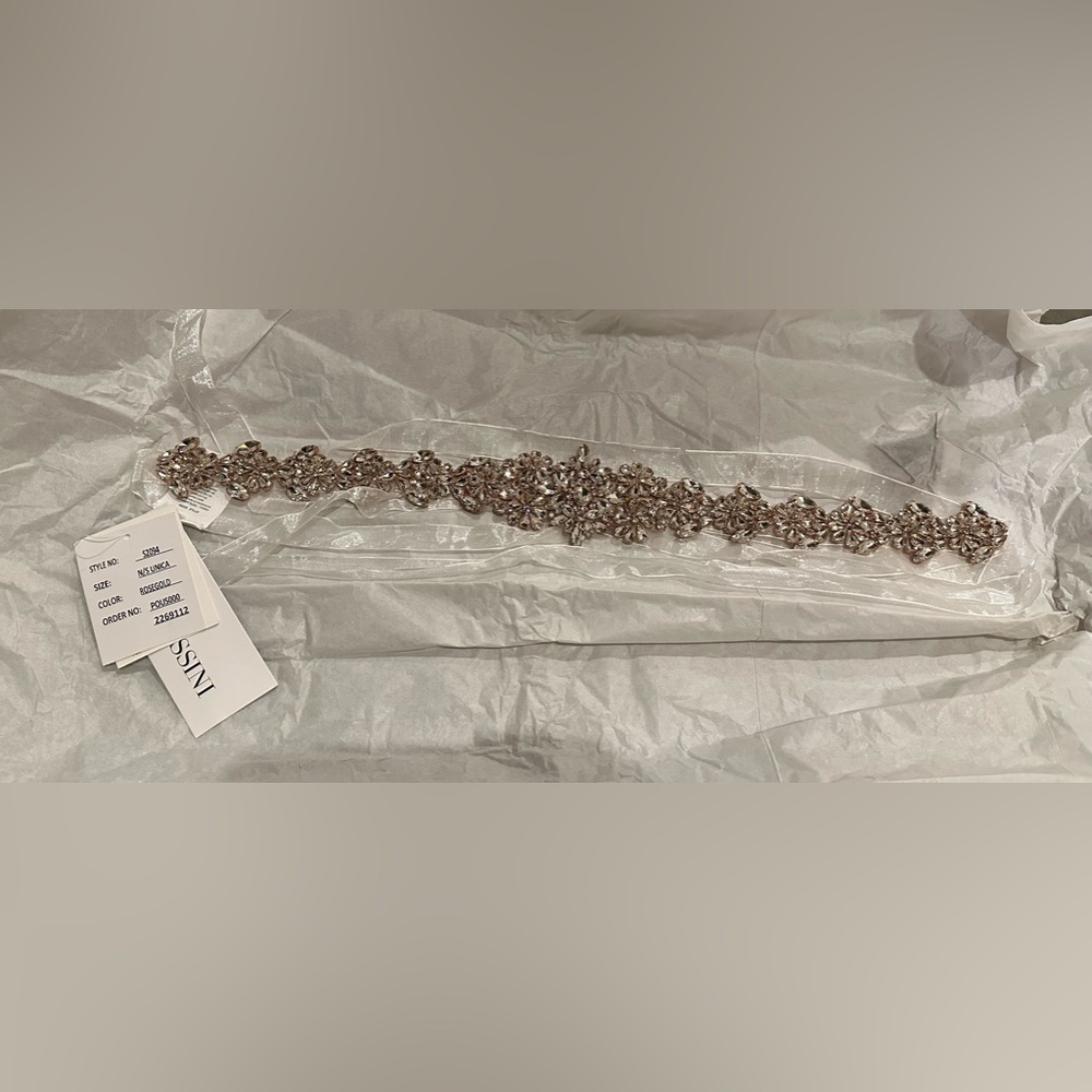 David’s Bridal- Rose gold floral gem bridal sash